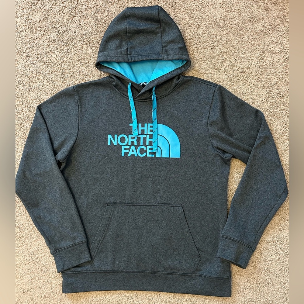 The North Face Women’s Charcoal Hoodie with Teal Logo size M
